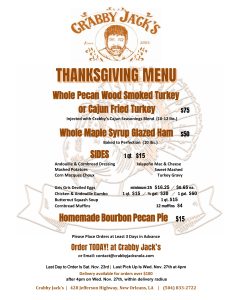 Thanksgiving menu